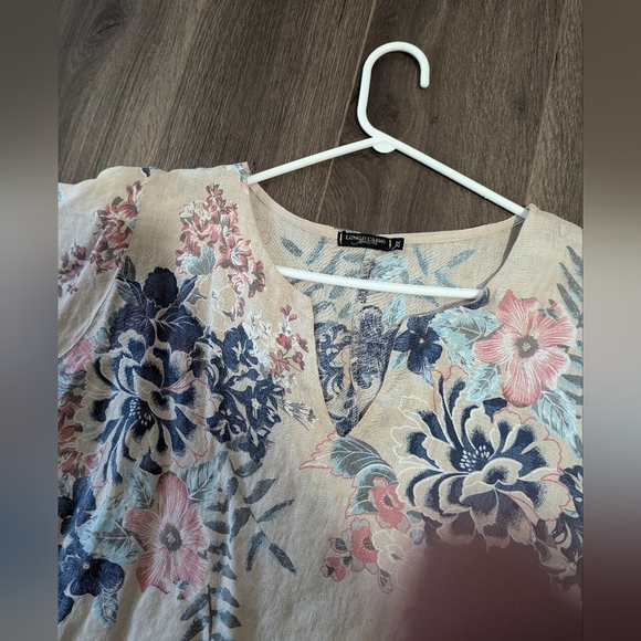 Lungo L'Arno, made in Italy, Floral Linen Dress, with 3/4 sleeves. Size 2X. GUC. - Picture 2 of 15